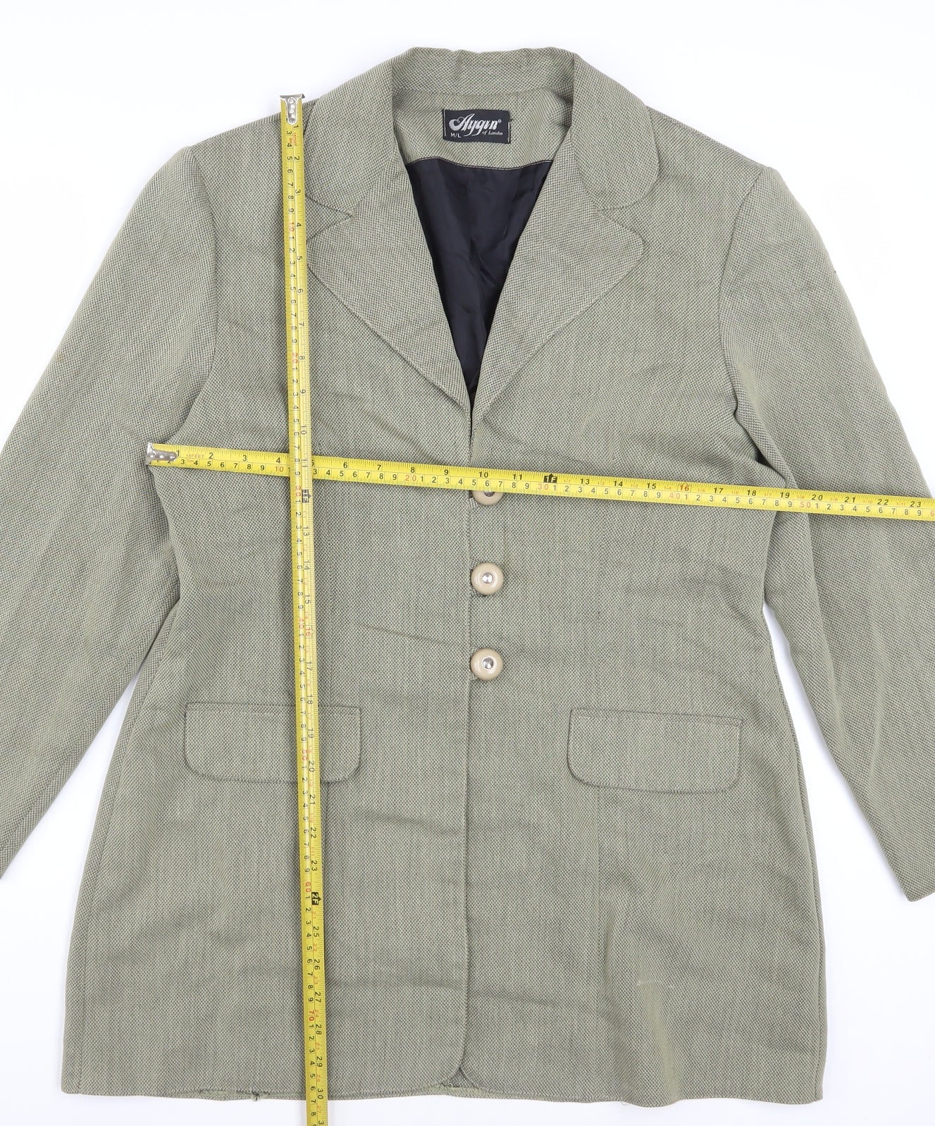 Aygun of London Women's Beige Classic Blazer M Mid-Length Jacket
