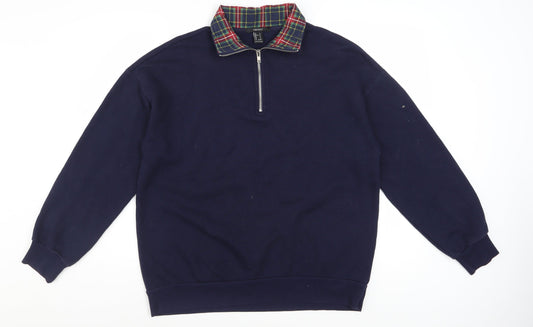 Forever 21 Womens Navy 1/2 Zip Pullover Sweatshirt Size S