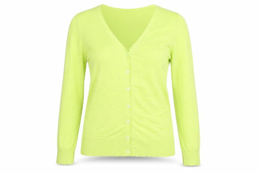 Front view of Roman Women Green V-Neck Button Cardigan, size 10