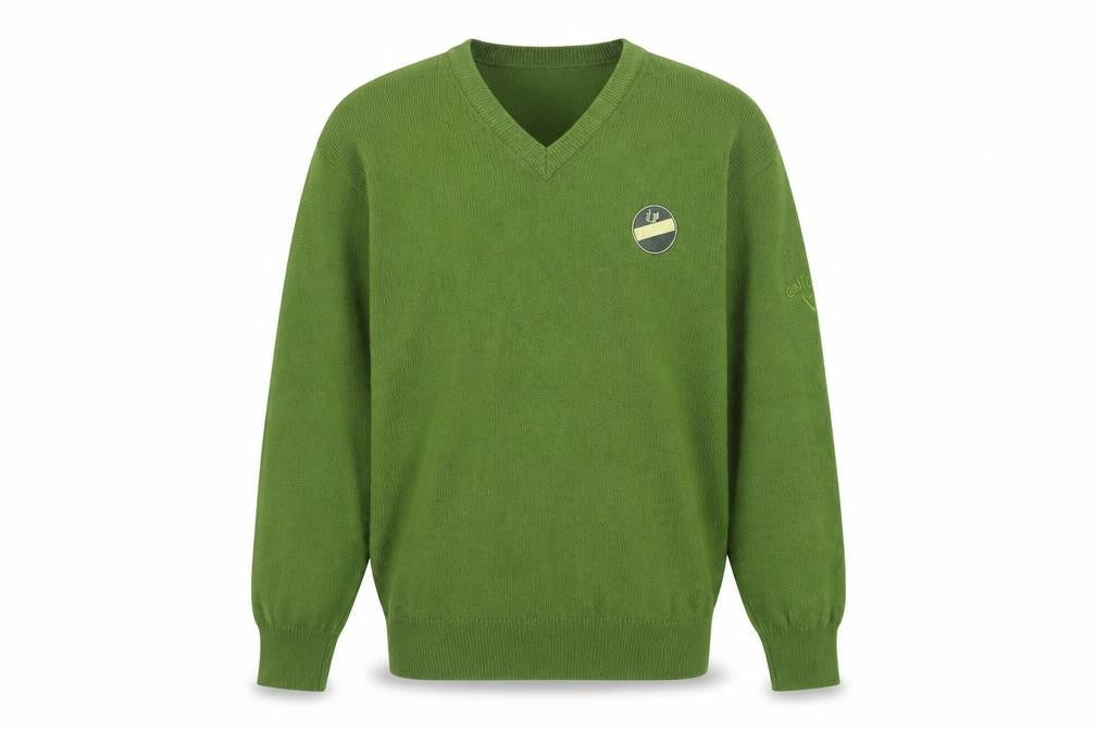 Callaway Men's Green Wool V-Neck Golf Jumper Size S