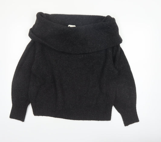 H&M Women’s Black Cowl Neck Long Sleeve Knit Jumper Size S