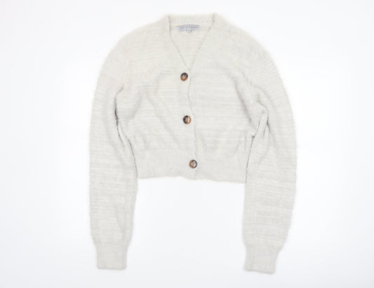 Out of the Mist Women’s Ivory Long Sleeve V-Neck Knit Cardigan XS