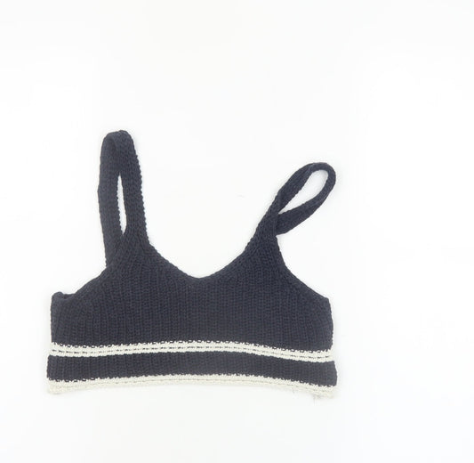 Zara Girls Black Knit Cropped Camisole Top Size 8-9 Years Cotton Blend