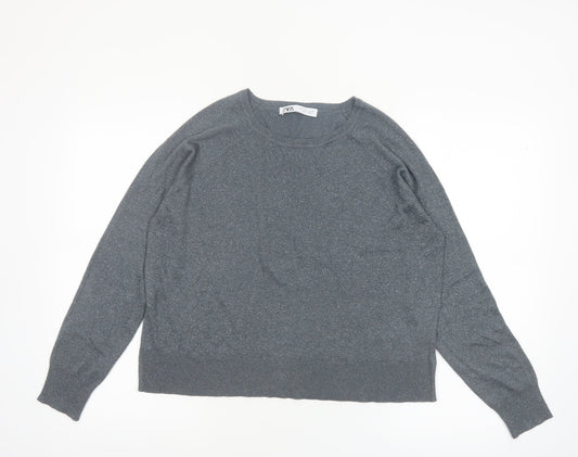 ZARA Womens Grey Long Sleeve Knit Pullover Jumper Size S