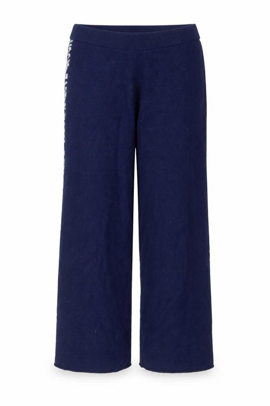 Absolut Cashmere Women Blue Wool Cashmere Wide-Leg Sweatpants L