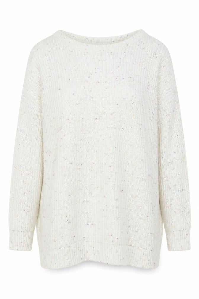Front view of In The Style Women's Ivory Chunky Knit jumper, size S