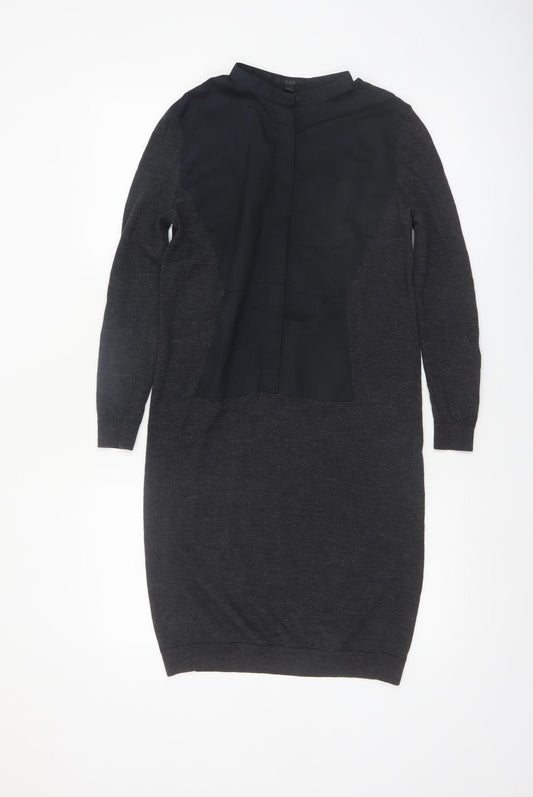 COS Women’s Black XS Wool Blend Long Sleeve Shift Dress