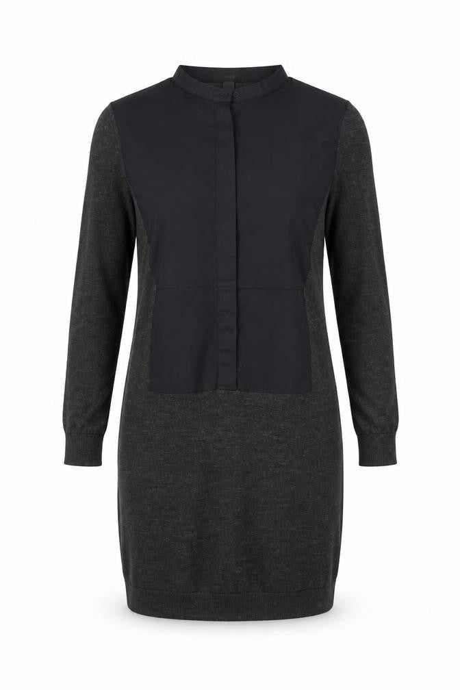 Front view of COS Women’s Black XS Wool Blend Long Sleeve Shift Dress