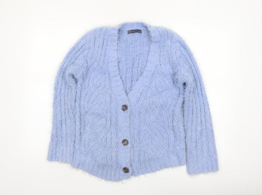 Marks and Spencer Women Blue S Chunky-Knit Button Cardigan