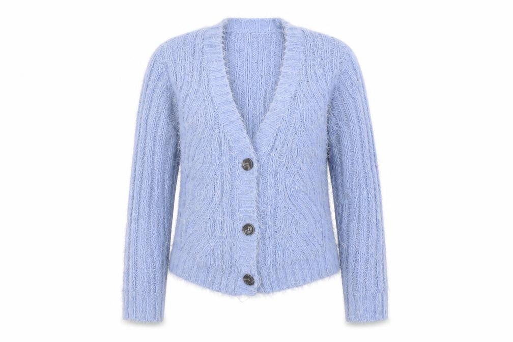 Marks & Spencer Women Blue S Chunky-Knit Button Cardigan