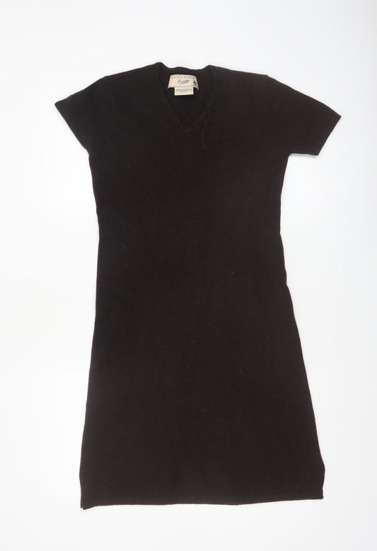 Laura Ashley Women’s Black Wool V-Neck Knee Length Bodycon Dress M