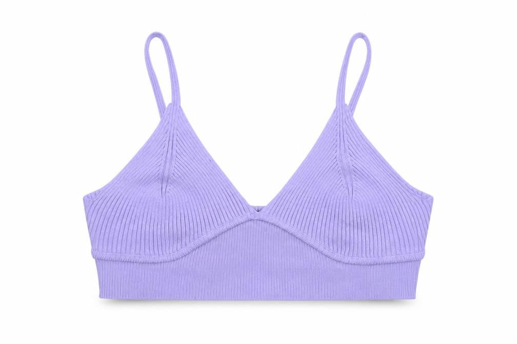 QED London Women's Purple Ribbed Knit Camisole Tank Top S