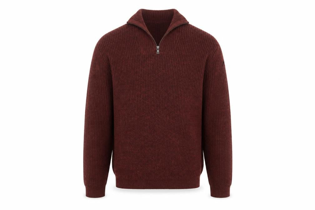 Marks & Spencer Men’s Brown Wool Blend 1/2 Zip Jumper XL