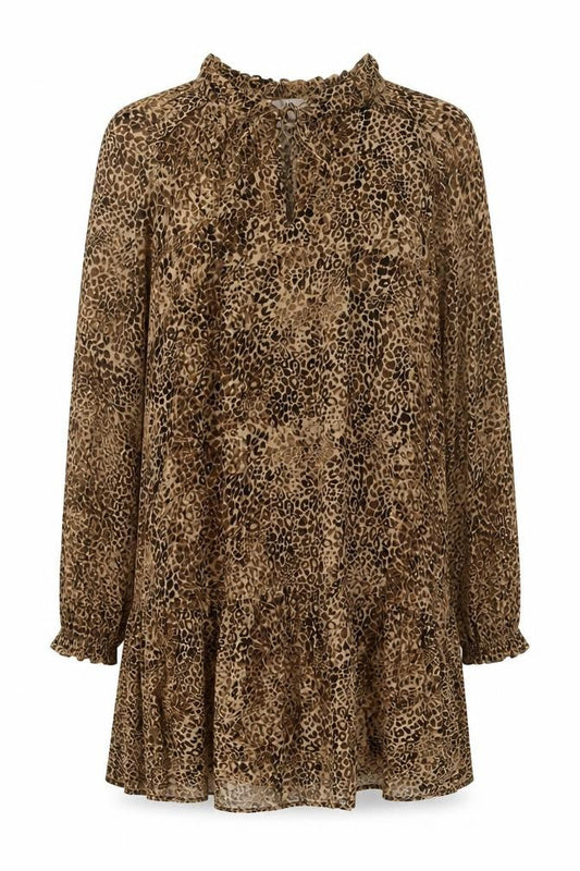Marks & Spencer Women Brown Leopard Print Shift Dress Size 16 Tall
