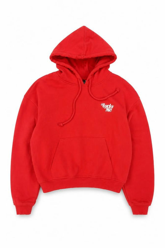 H&M Divided Women Red Pullover Hoodie Size S Cotton Fleece Casual