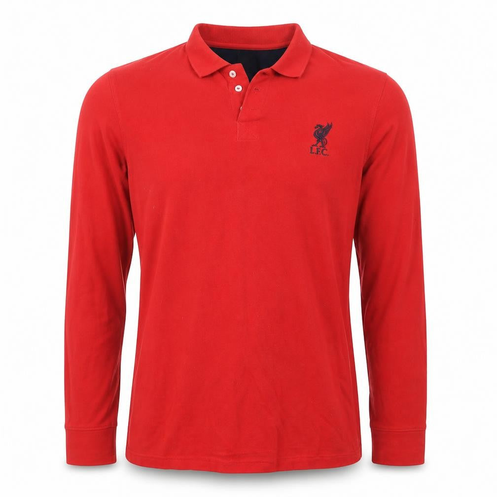 Front view of LFC Men’s Red Long Sleeve Polo Shirt XS 100% Cotton Embroidered