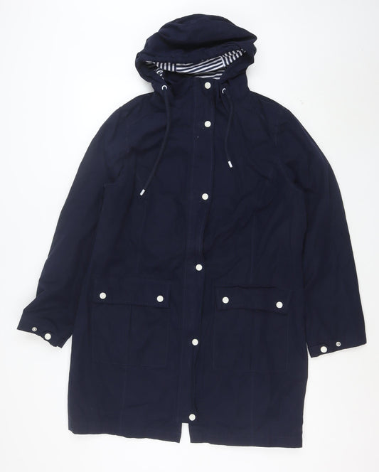 George Women’s Navy Hooded Rain Coat Size 14 Waterproof Mid-Length