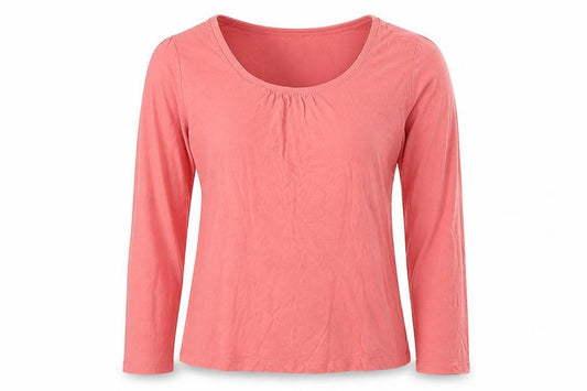 La Redoute Women’s Pink Cotton Long Sleeve Scoop Neck Top Size 12