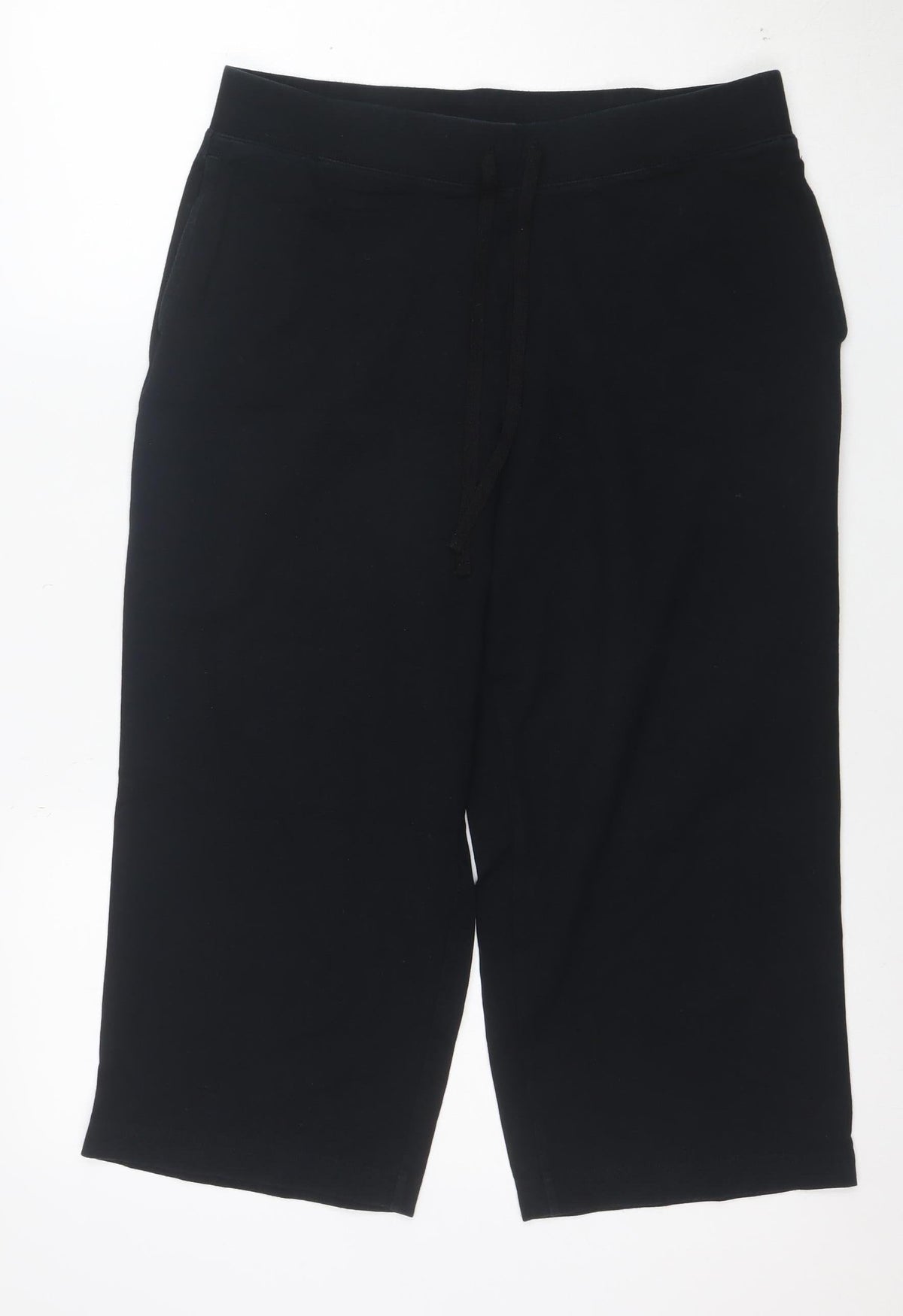 Karen Scott Women Black Capri Activewear Trousers M Cotton Stretch