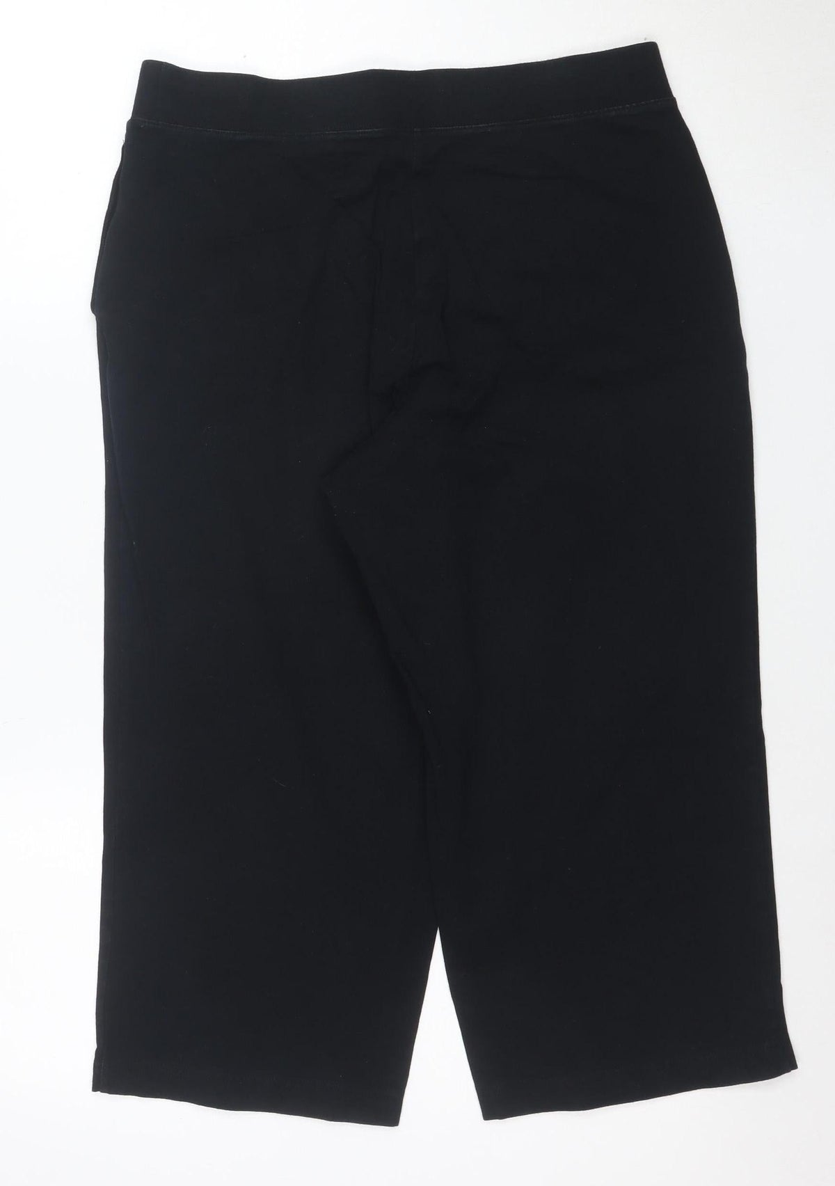 Karen Scott Women Black Capri Activewear Trousers M Cotton Stretch