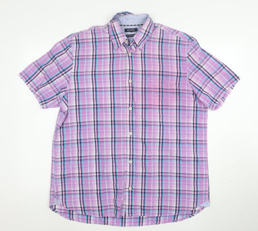 Wolsey Men's Multicoloured Check Short Sleeve Button-Up Shirt L