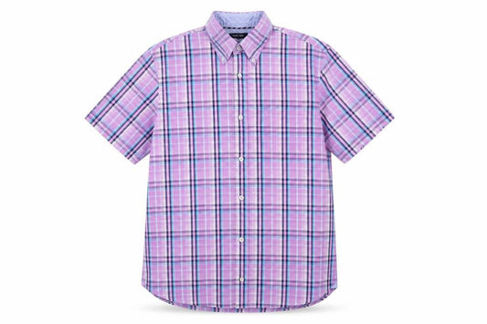 Wolsey Men's Multicoloured Check Short Sleeve Button-Up Shirt L