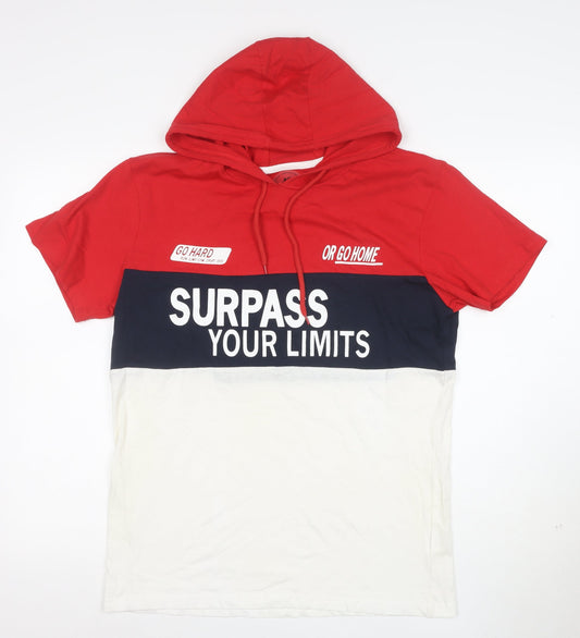 Glostory Men's Multicoloured XL Hooded Colourblock Graphic T-Shirt