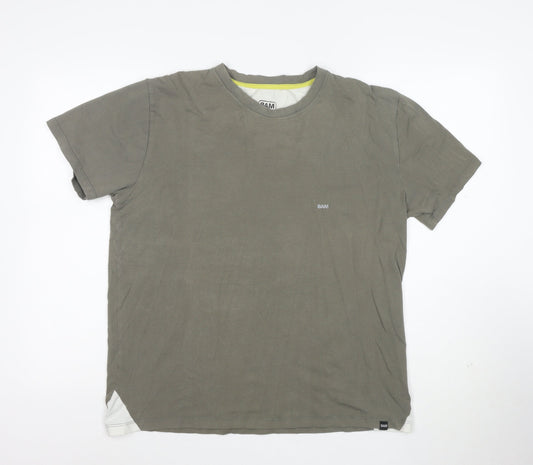 BAM Men's Khaki Bamboo Cotton Crew Neck Short Sleeve T-Shirt XL