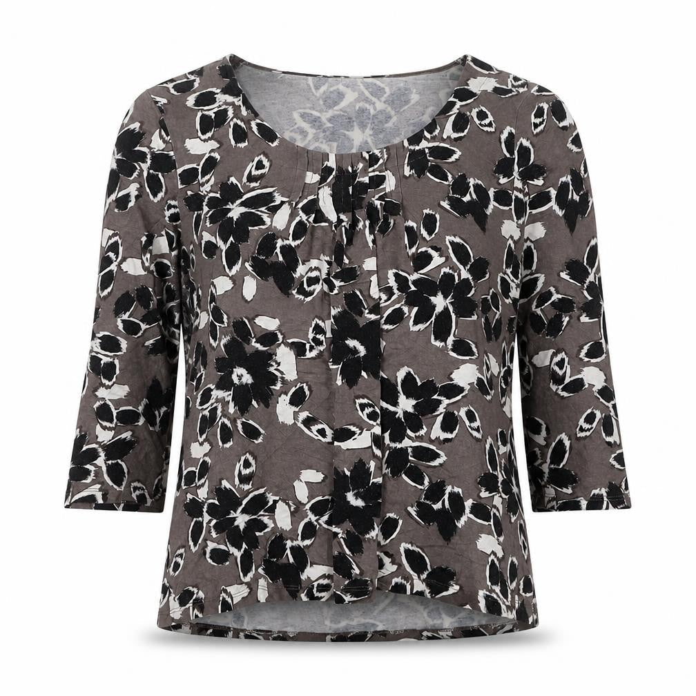 Marks & Spencer Women’s Brown Floral 3/4 Sleeve Jersey T-Shirt Size 12