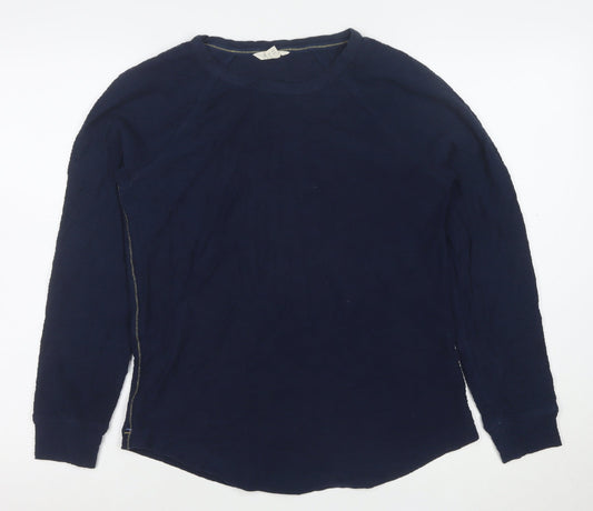 White Stuff Women's Blue Long Sleeve Cotton Zip T-Shirt UK 10