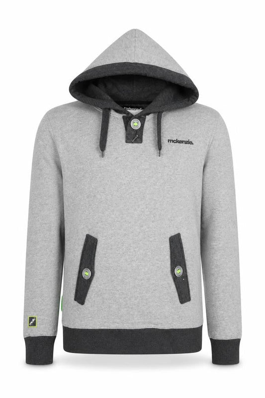 McKenzie Men’s Grey Henley Hoodie Medium Hooded Sweatshirt