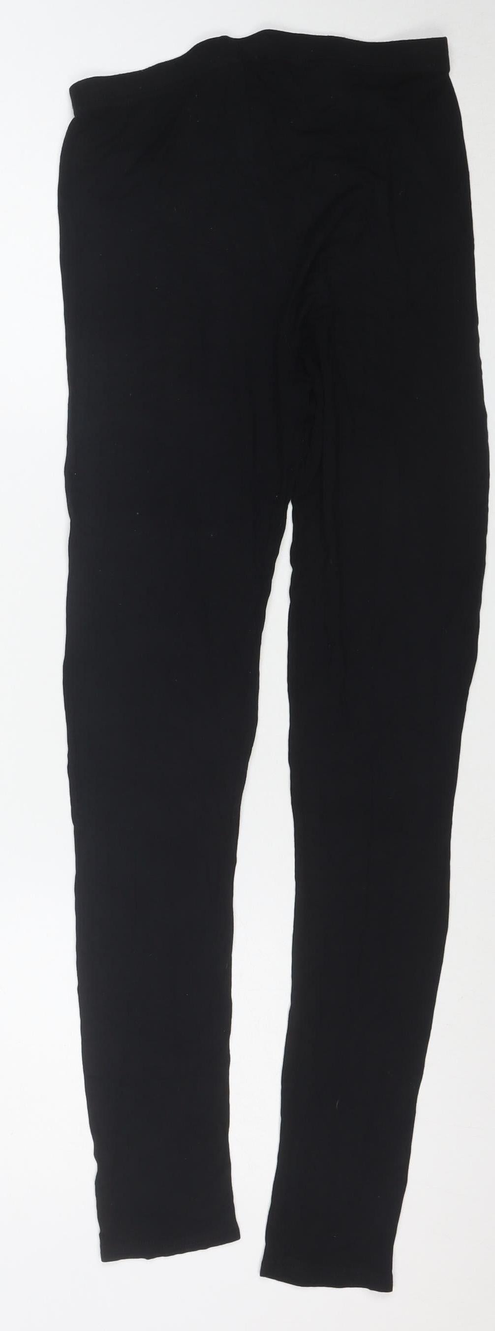 PRETTYLITTLETHING Women’s Black Logo Leggings Size 8 Stretch Jersey