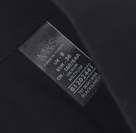 Marks & Spencer Women Black Size 8 Cotton Stretch Leggings