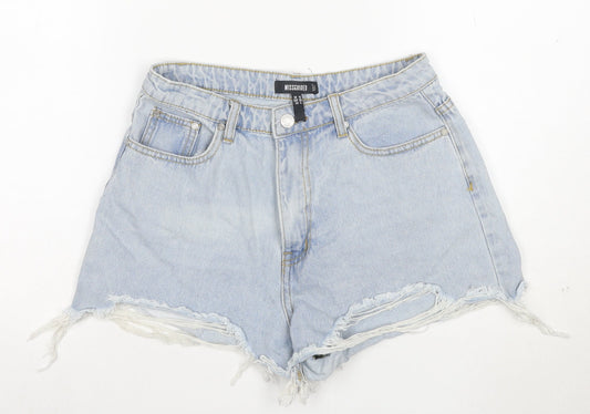 Missguided Women’s Blue Denim Cut-Off High Rise Shorts UK 10