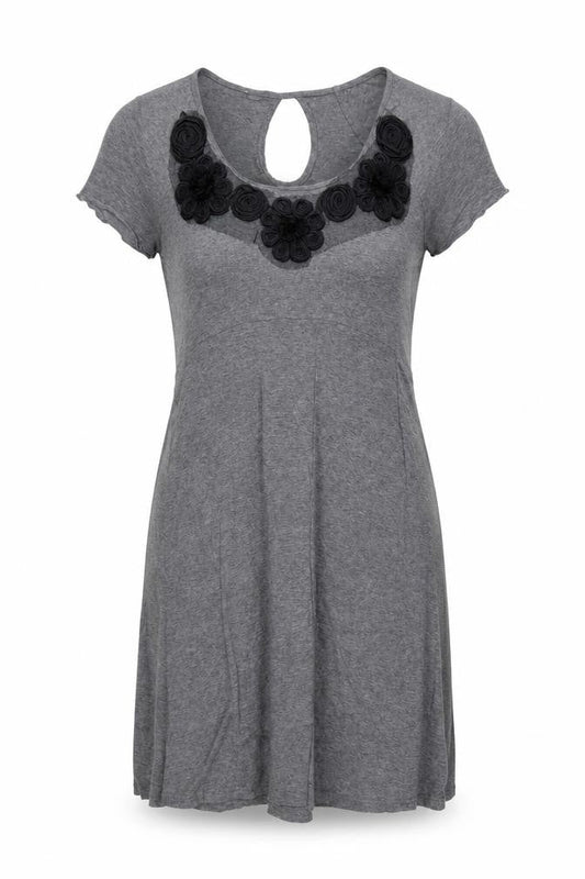 Next Women Grey Short Sleeve Floral T-Shirt Dress Size 10
