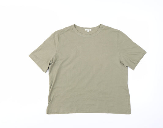Jigsaw Women's Green Cotton Basic Crew Neck T-Shirt Size M