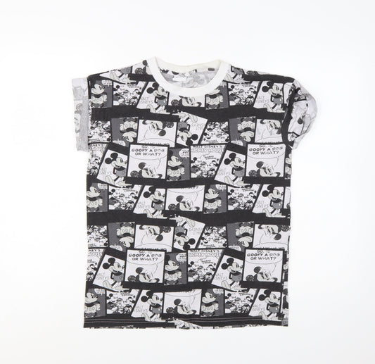 Disney Women's Black Mickey Mouse Graphic Cotton T-Shirt Size 10