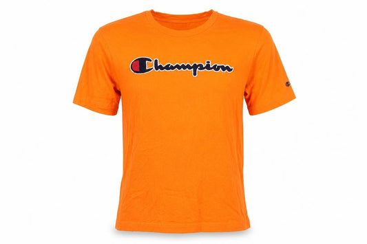 Champion Men's Orange Embroidered Logo Short Sleeve T-Shirt Size M