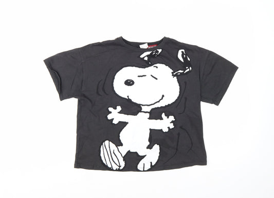 Zara Girls Black Snoopy Peanuts Graphic T-Shirt 13-14 Years