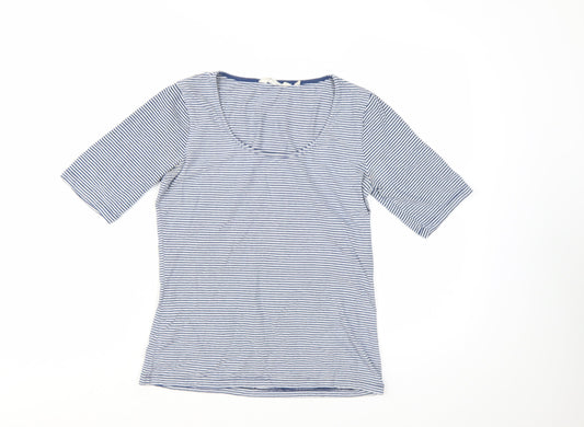 Seasalt Women Blue Striped Organic Cotton T-Shirt Size 10