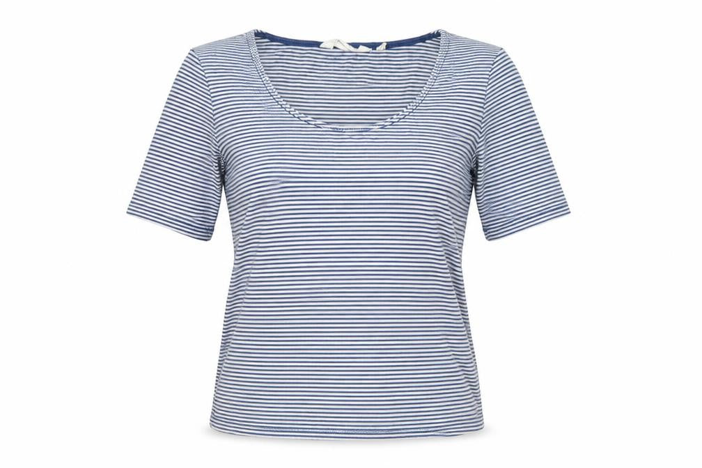Seasalt Women Blue Striped Organic Cotton T-Shirt Size 10