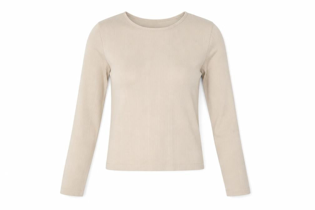 Stradivarius Women Beige Slim Fit Long Sleeve Basic Knit Top Size S
