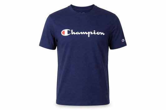 Champion Men's Blue Logo Crew Neck Short Sleeve T-Shirt Size S