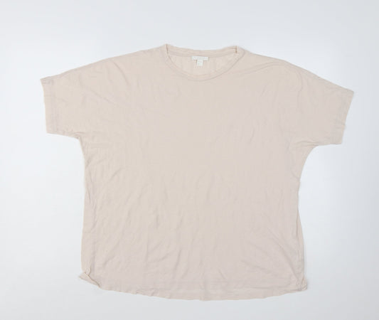 COS Womens Beige Basic Short Sleeve Cotton T-Shirt Size 12