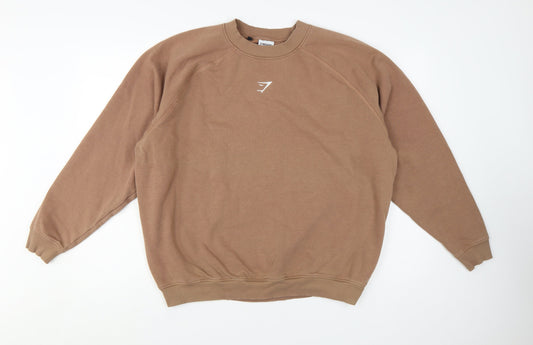 Gymshark Men's Brown Pullover Sweatshirt M Regular Fit Crew Neck