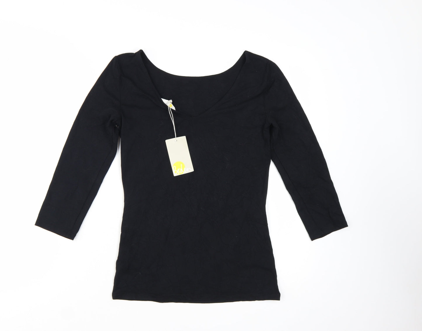 Boden Women’s Black 3/4 Sleeve Cotton Stretch Jersey Top UK 10