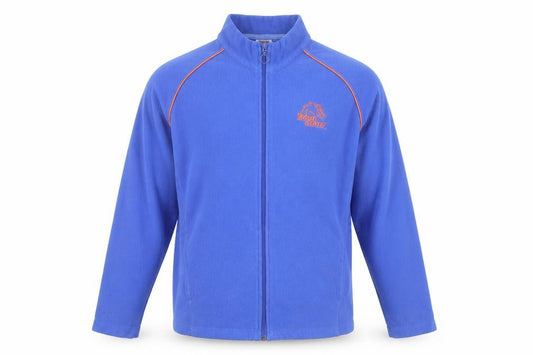 Front view of Nike boys’ blue fleece track jacket xl (16) boise state team zip-up