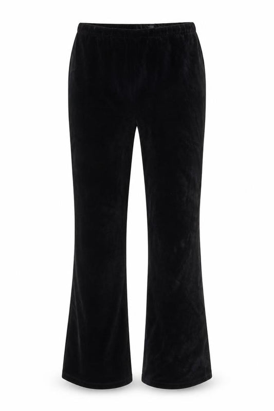Topshop Women Black Velvet Wide-Leg Trousers Size 8