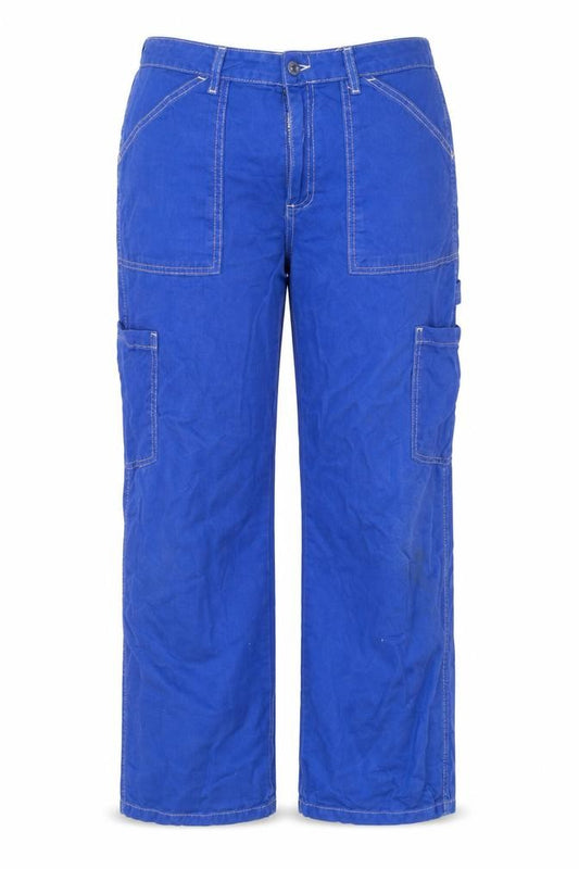 Denim Co Women's Blue Cargo Trousers Size 12 Cotton Utility Pants