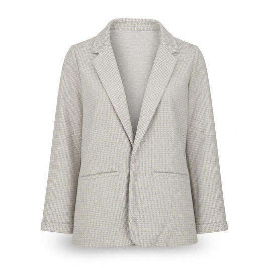 Et Vous Women's Beige Check Blazer Size 8 Classic Mid-Length Jacket